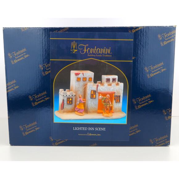 Fontanini Lighted Inn Scene Roman Inc Ceramic Nativity Village Building 54013 - Picture 15 of 16